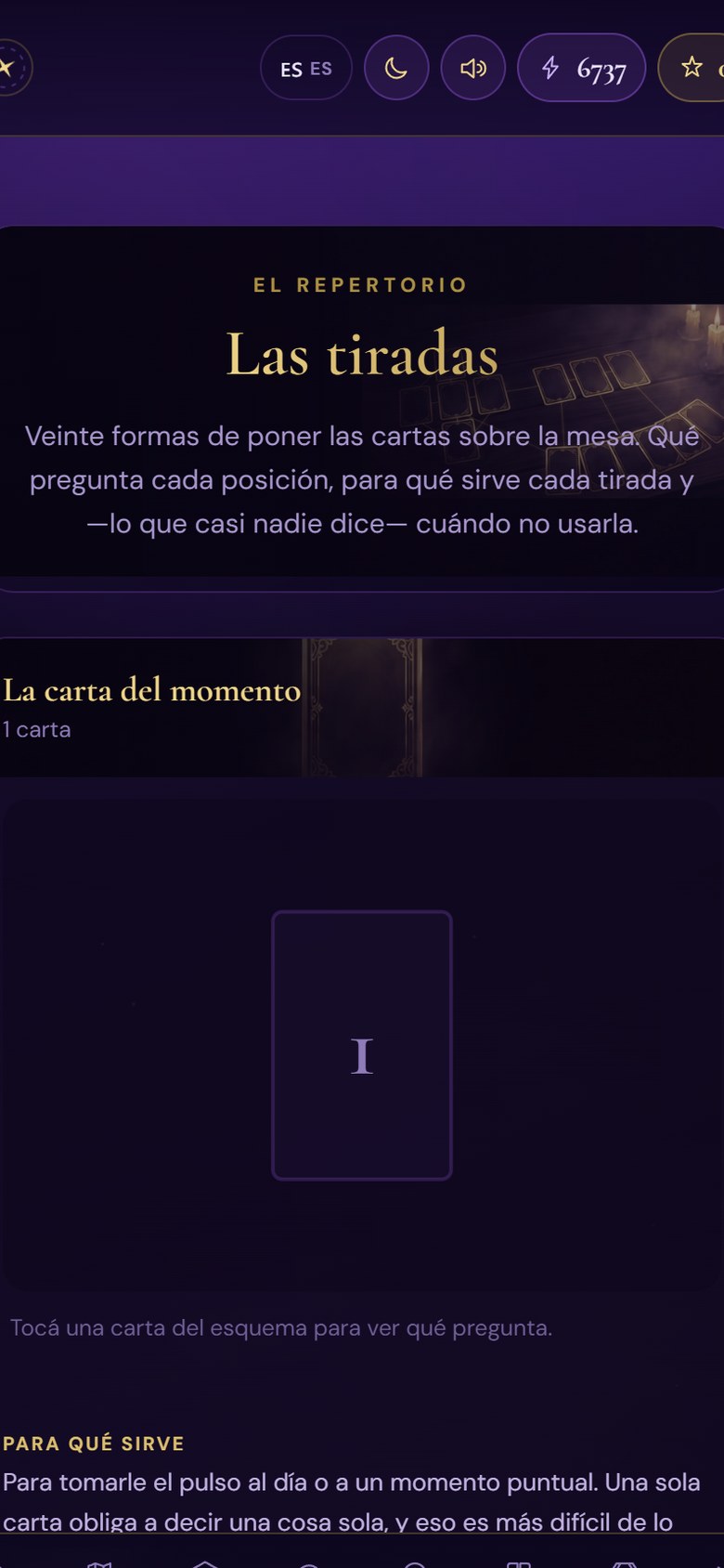 El catálogo de tiradas de Arcana