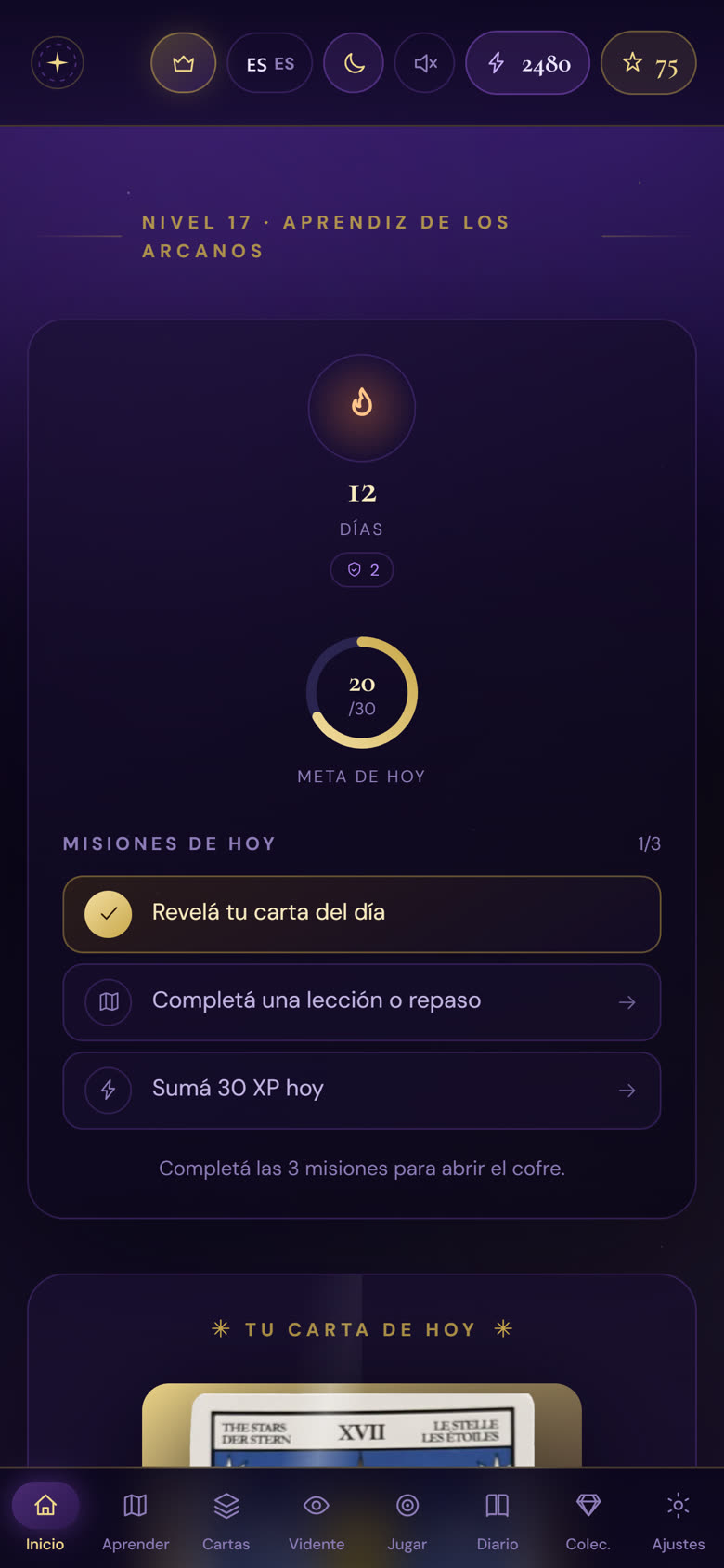El panel de progreso y repaso espaciado