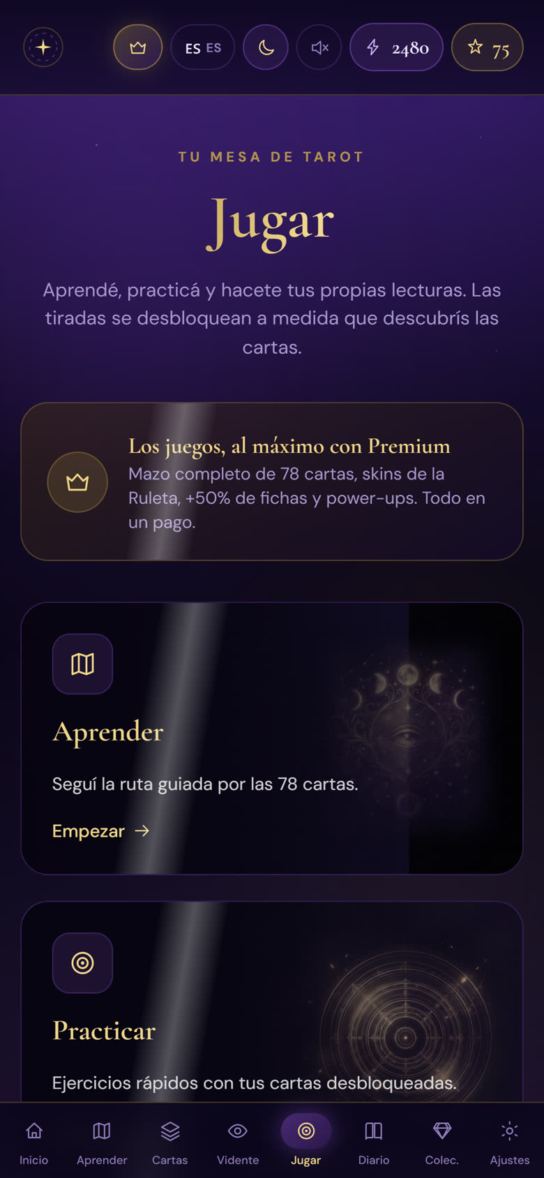 La pantalla de minijuegos